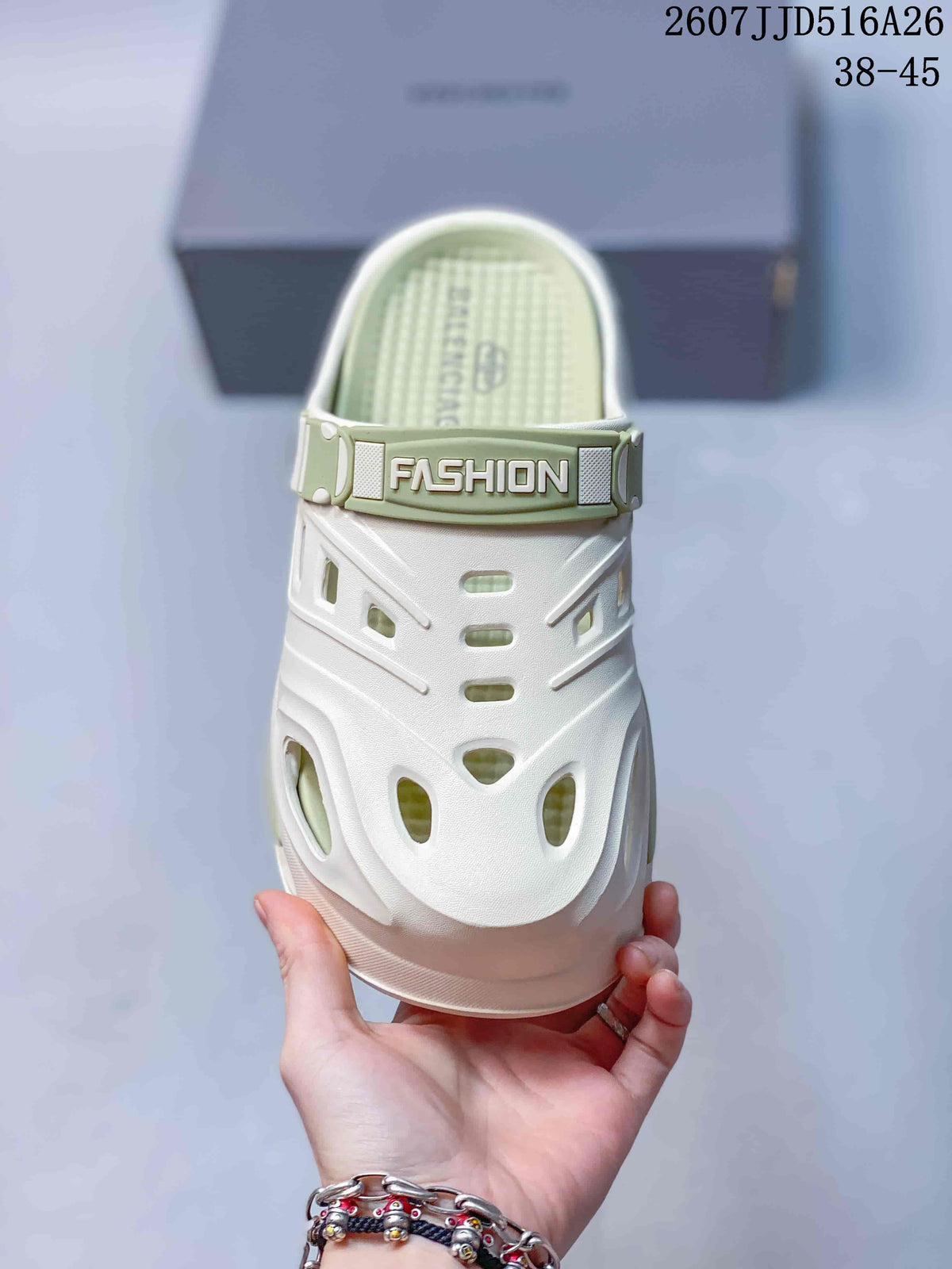 Platform Clogs White and Green Style 2607JJD516A26