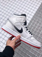 Jordan Air Jordan 1 Mid Edison Chen White Black Gold Sneakers