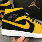 Air Jordan 1 Mid Black and Yellow Sneakers