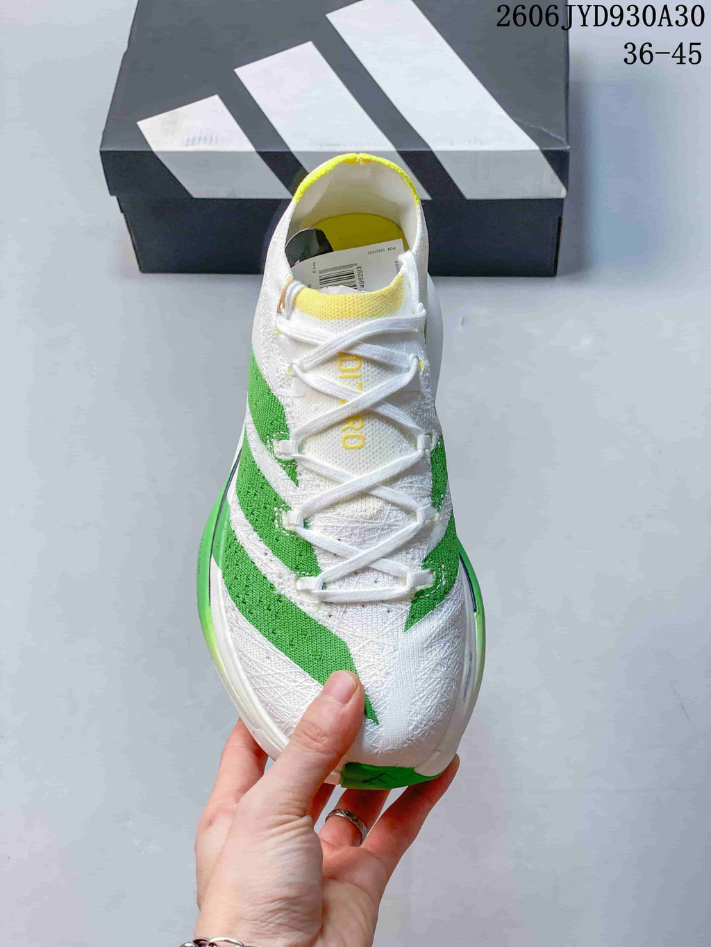 adidas Adizero Prime X3 Running Shoes, White and Green