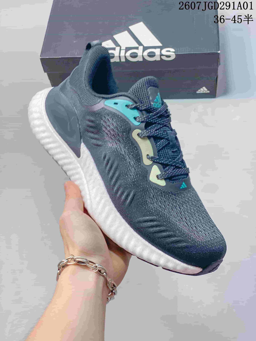 adidas AlphaBounce Beyond Running Shoes, Navy and Teal