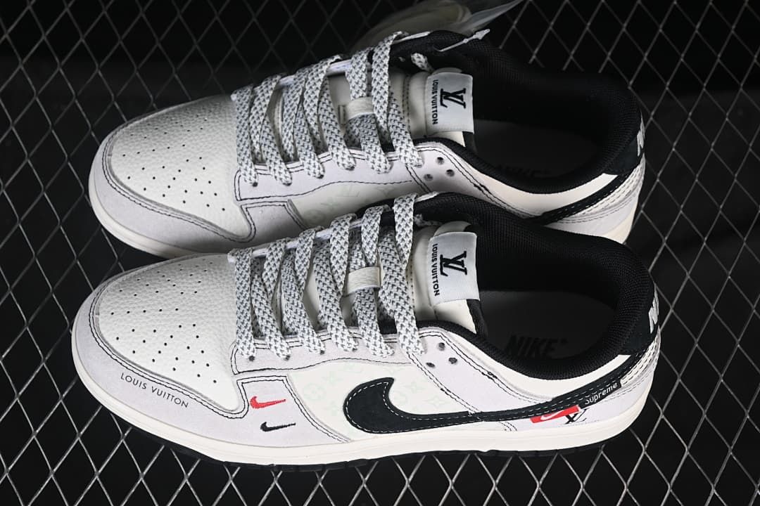 Nike SB Dunk Low White and Black Low-Top Sneakers