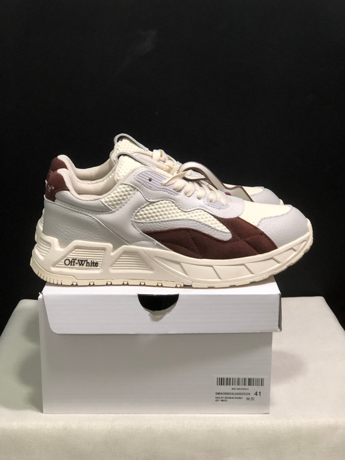 OFF-WHITE Low-Top Leather Sneakers White and Brown