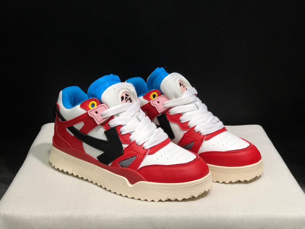 Off-White Red White Blue High-Top Sneakers