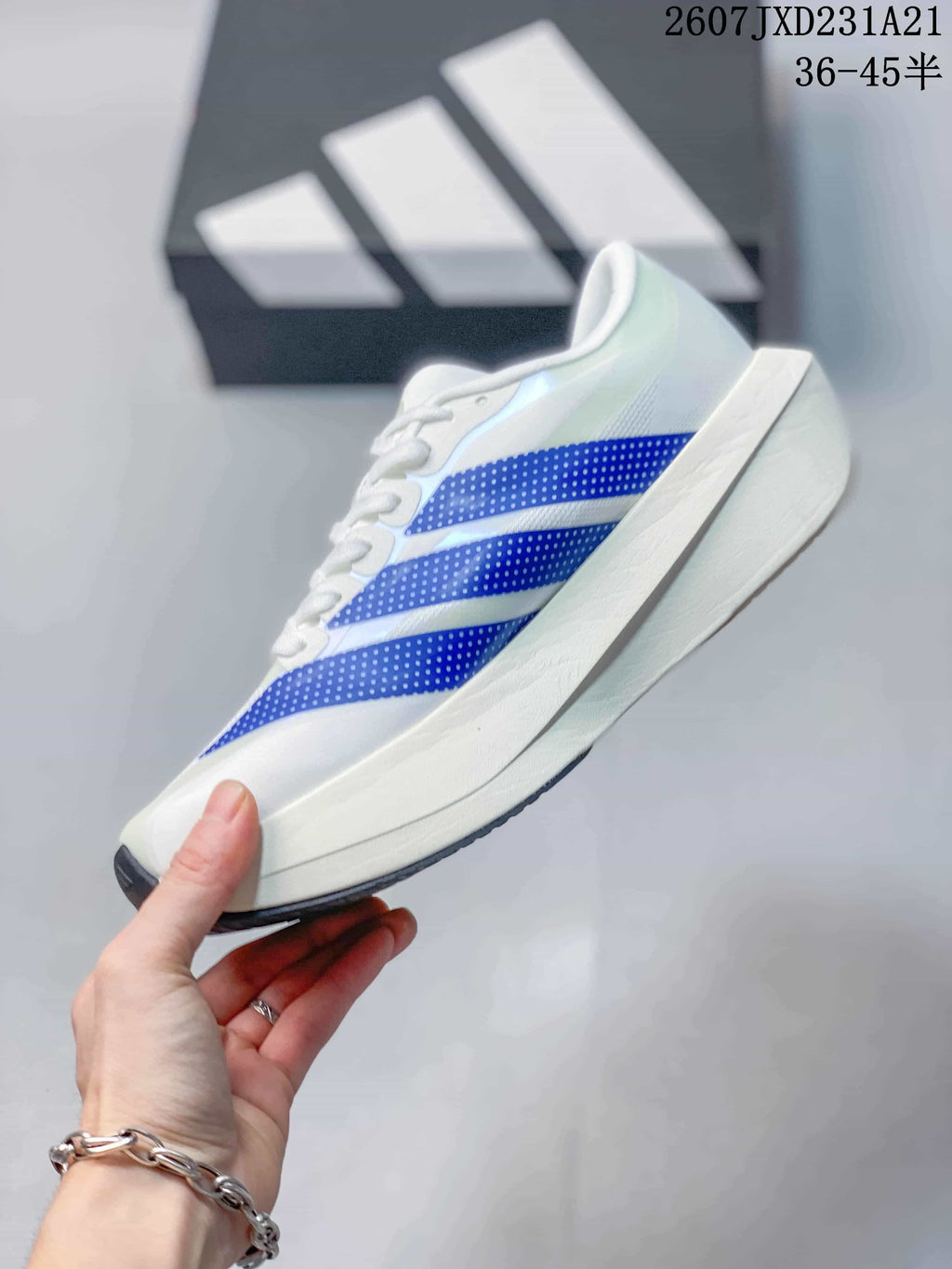 adidas Adizero Evo SL 2 Running Sneakers White Blue Black
