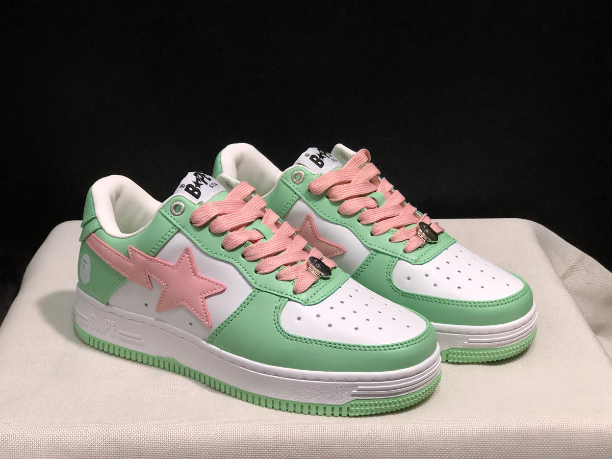 BAPE Bape Sta Low-Top Sneakers Mint Green and Pink