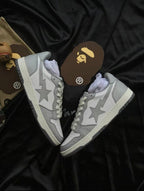 A BATHING APE BAPE Court Sta Low Sneakers White Grey