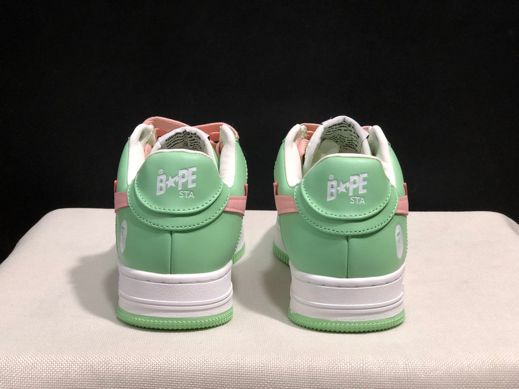 BAPE Bape Sta Low-Top Sneakers Mint Green and Pink