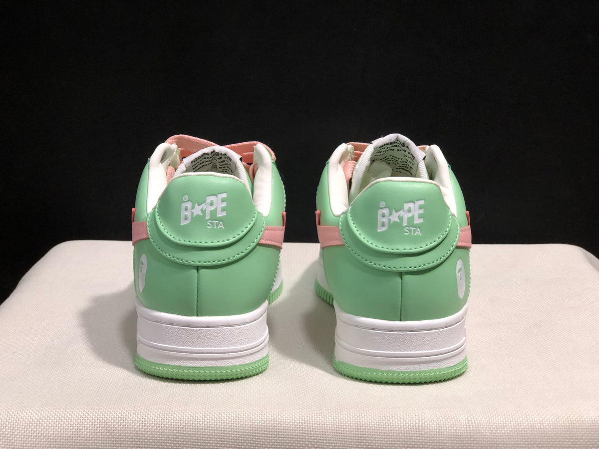 BAPE Bape Sta Low-Top Sneakers Mint Green and Pink