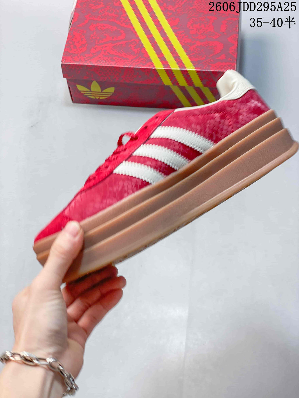 Adidas Gazelle Bold Red Platform Sneakers