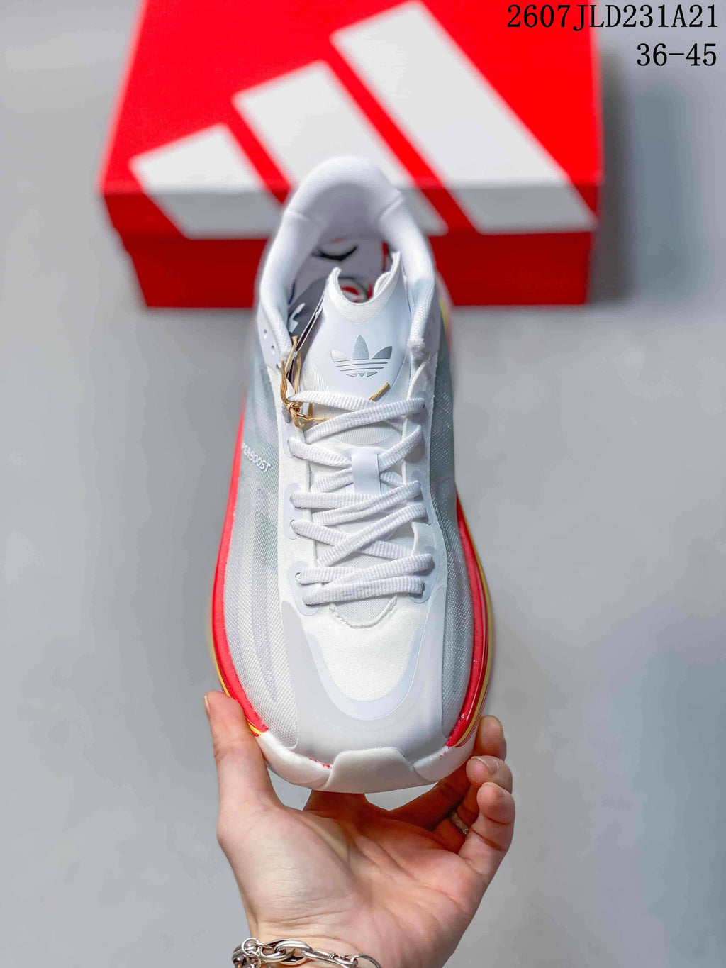Adidas Hyperboost EDGE Sneakers White Grey Red 2607JLD231A21