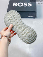BOSS Grey and Lime Trail-Style Sneakers 06GDD609A29