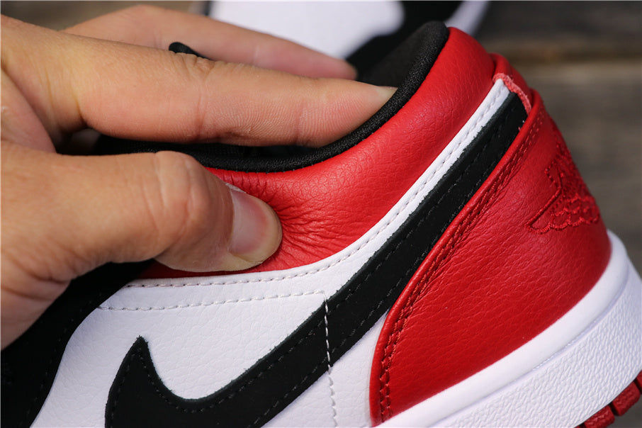 Air Jordan 1 Low Black Toe Red, White and Black Sneakers