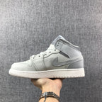 Air Jordan 1 Mid Sneakers in White and Grey