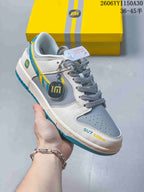 Nike SB Dunk Low Sneakers White Gray Turquoise Yellow