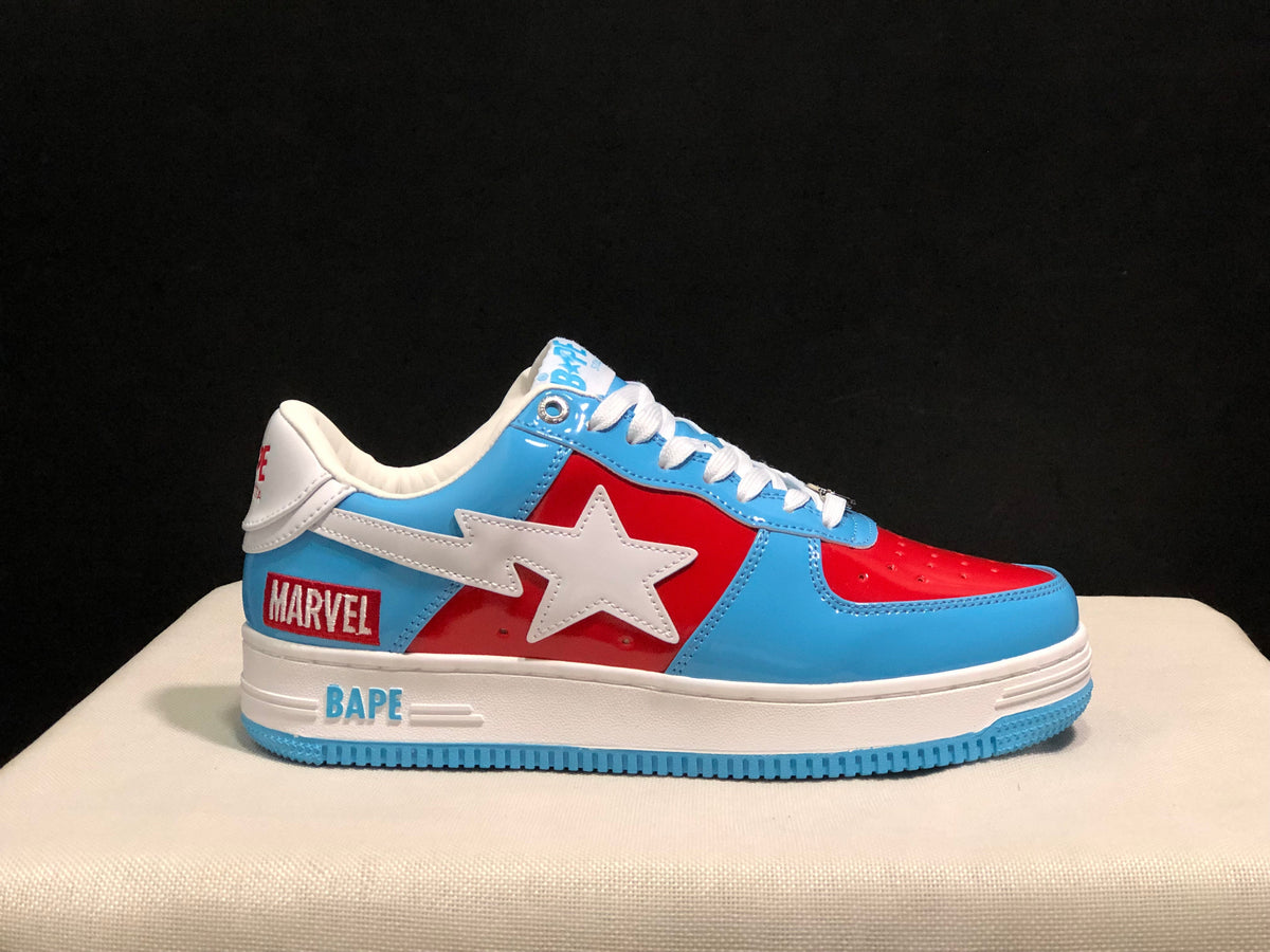 BAPE BAPE STA Low-Top Sneakers Blue Red White Marvel Style