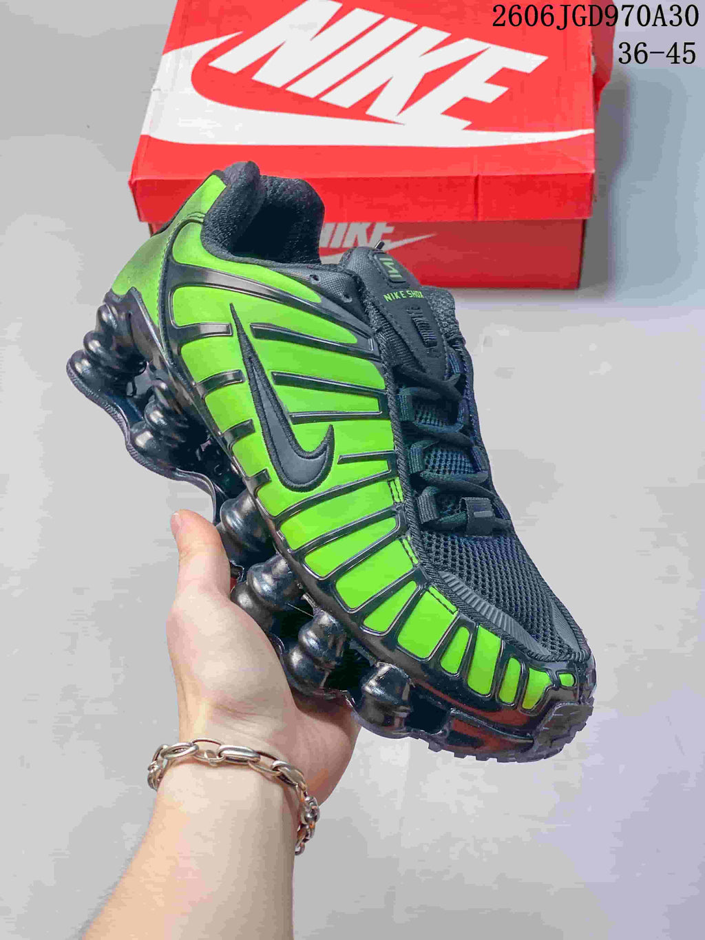 Nike Shox TL Sneakers Black and Volt Green CL0987-002