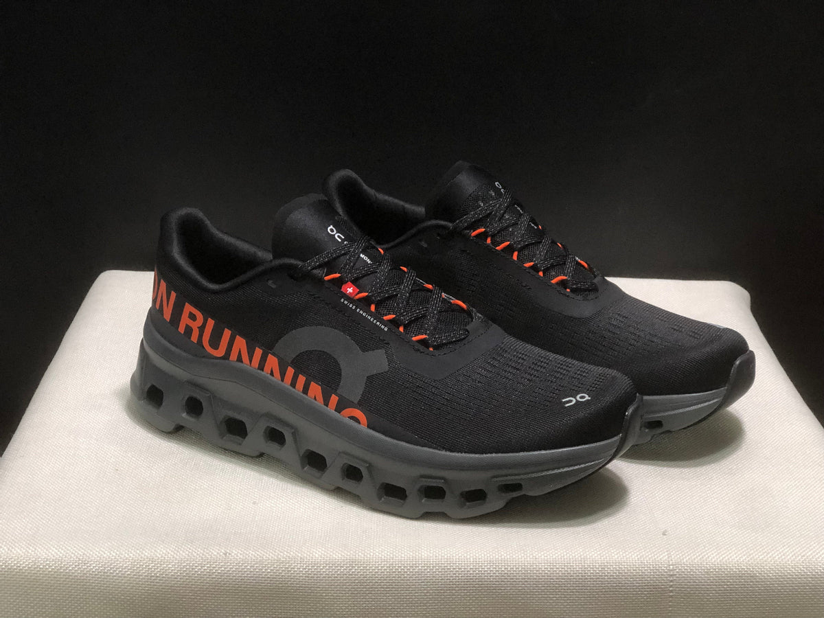 On Cloudmonster 1 Black Orange Running Sneakers