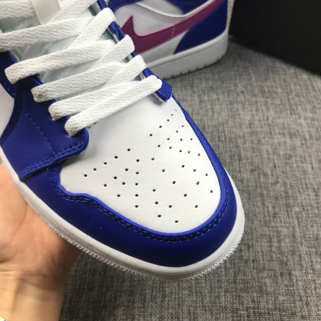 Air Jordan 1 Mid Sneakers Blue Pink 554724-451